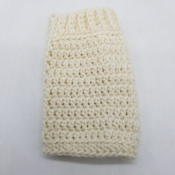 2 Pairs of Handmade Crochet Wrist Warmers, Grey and Ivory Winter Accessory - Picture 12 of 16